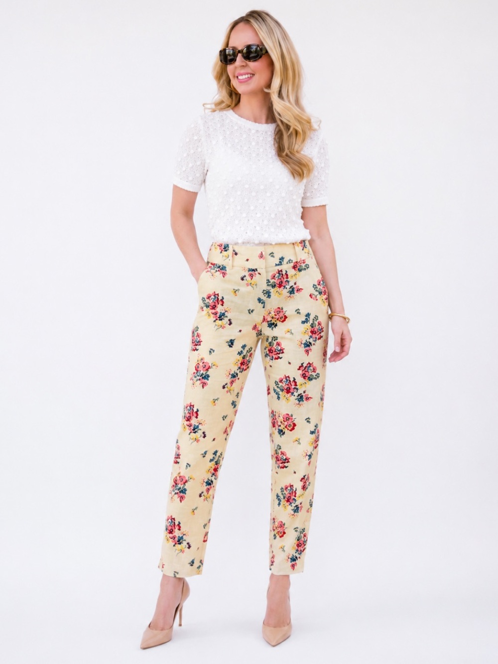 Sezane Womens Floral Trouser Pant Feminine Romantic‎ size 4 US